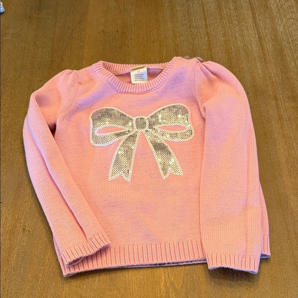 Gymboree Pink Sweater with Silver Bow
